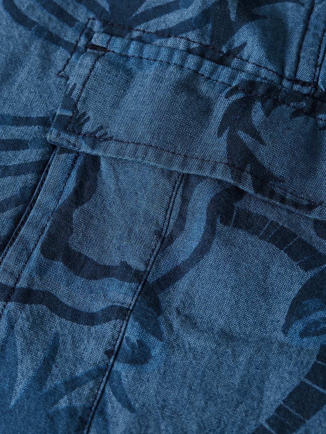 Allover Printed Chambray Cargo Shorts