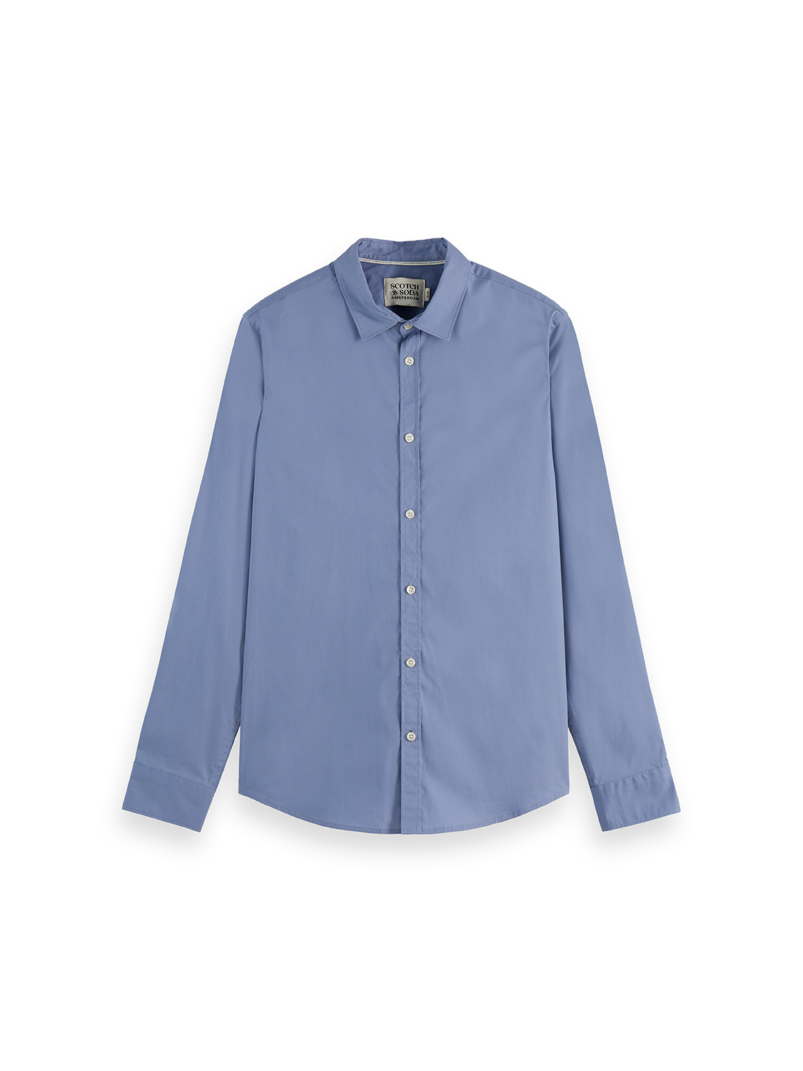 Chemise ajustée en popeline de coton uni saisonnier