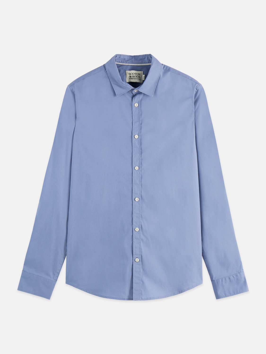 Chemise ajustée en popeline de coton uni saisonnier