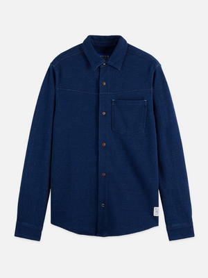 Washed Indigo Textured Jersey Shirt