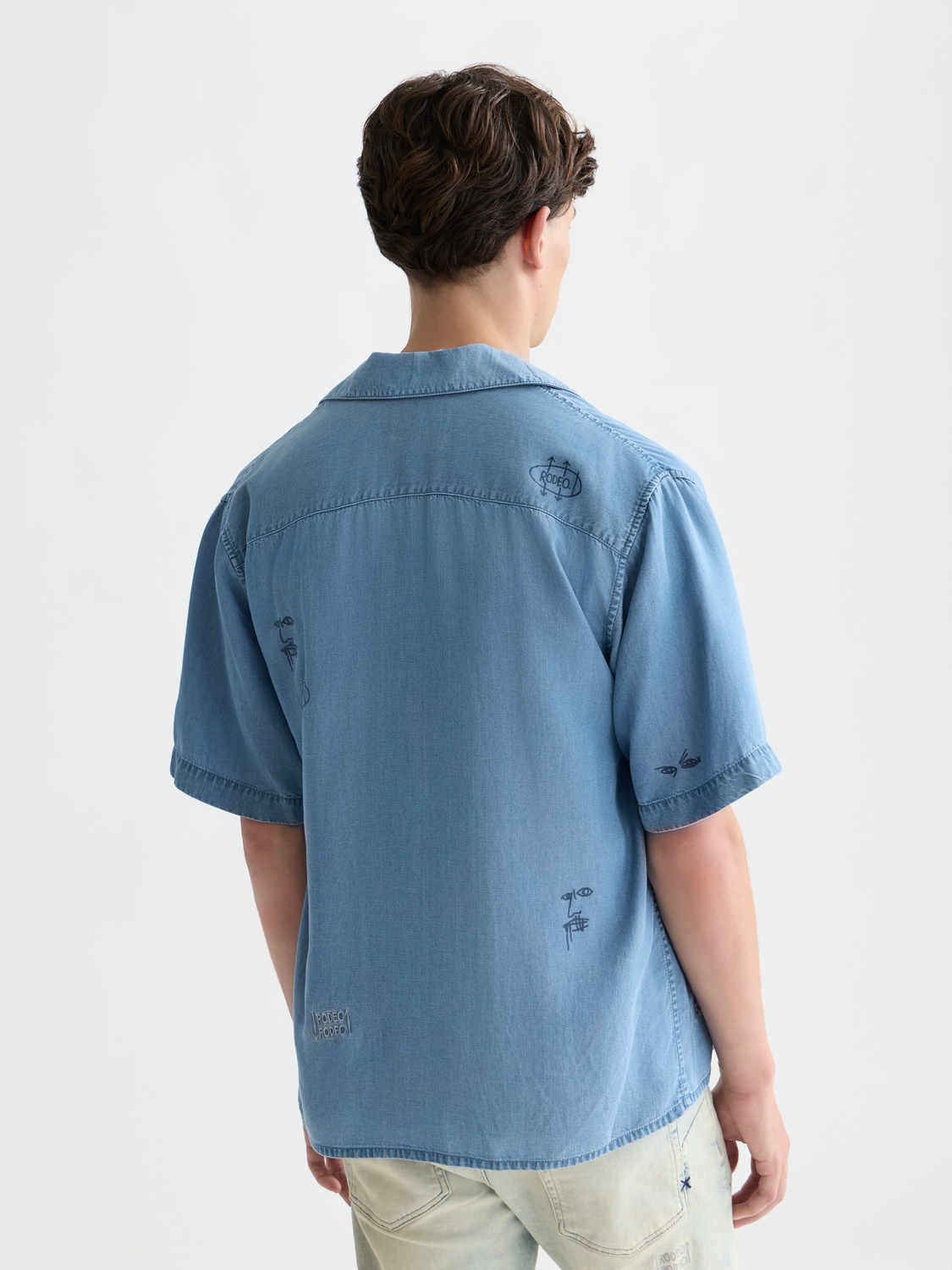 Scotch & Soda x Basquiat Indigo Tencel Relaxed-Fit Short-Sleeved Shirt