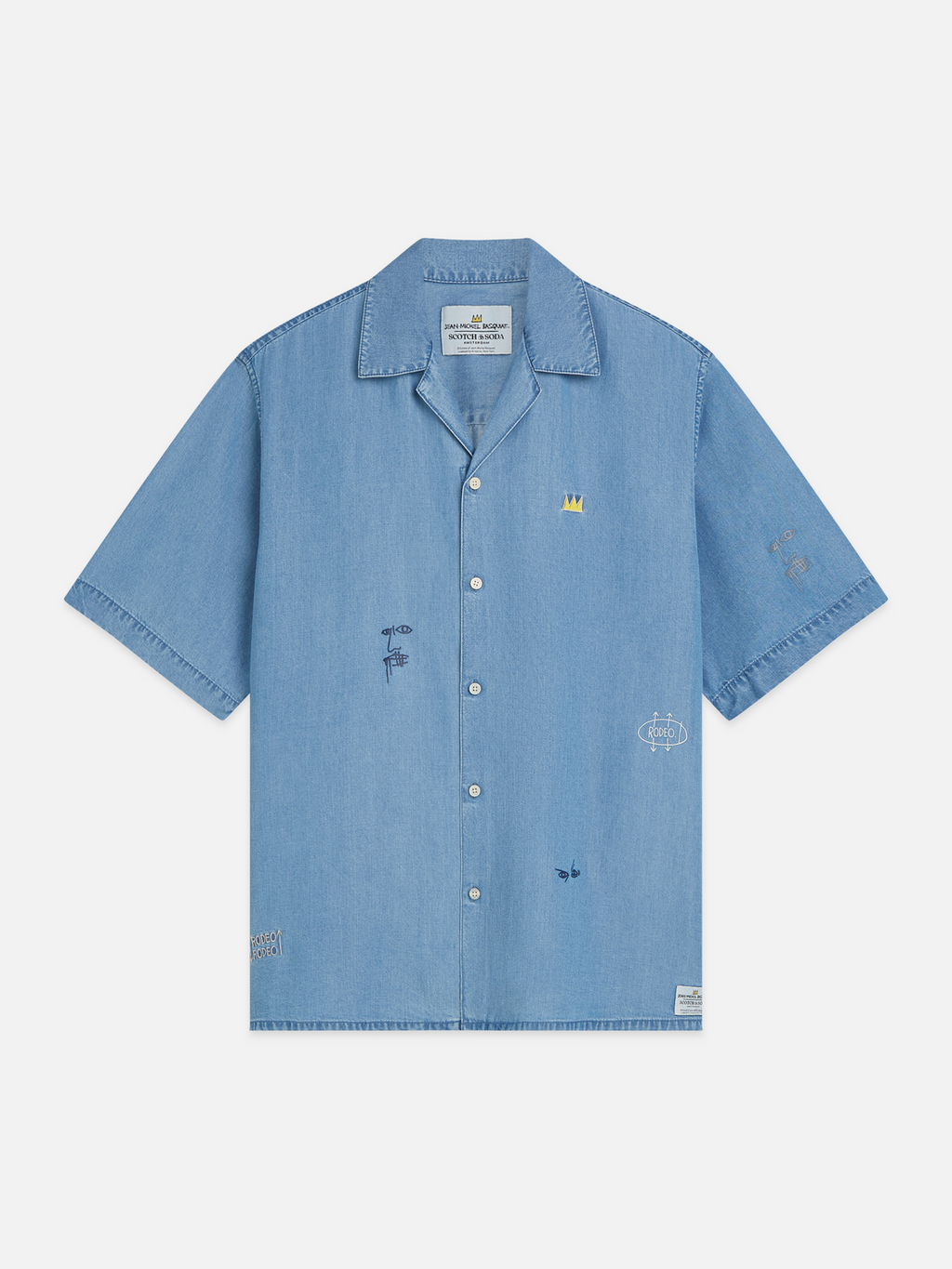 Scotch & Soda x Basquiat Indigo Tencel Relaxed-Fit Short-Sleeved Shirt