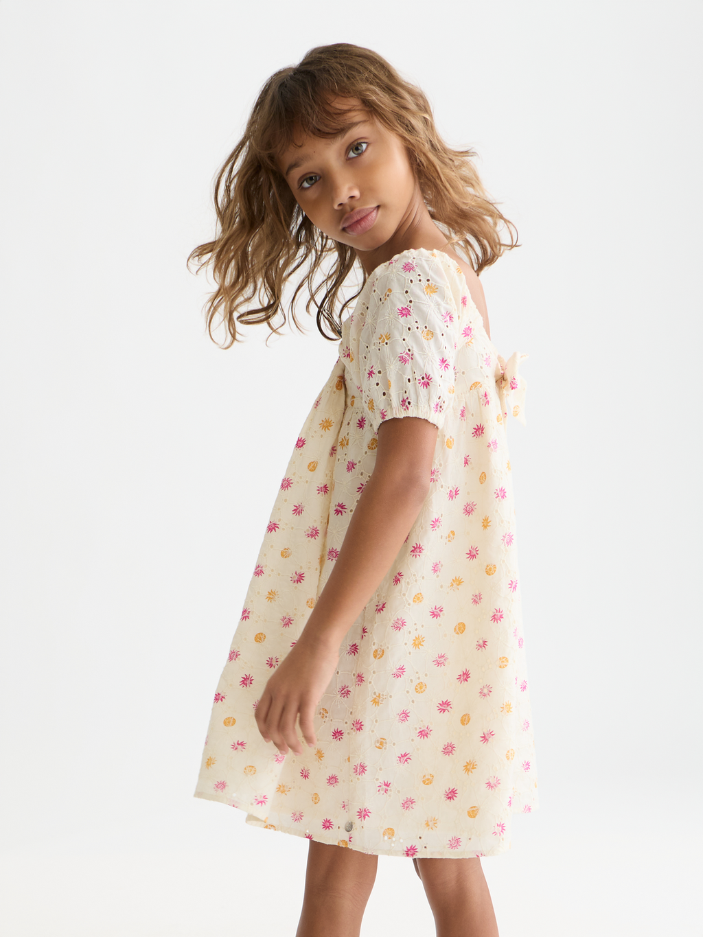 Girls' Printed Embroidered Cotton Dress