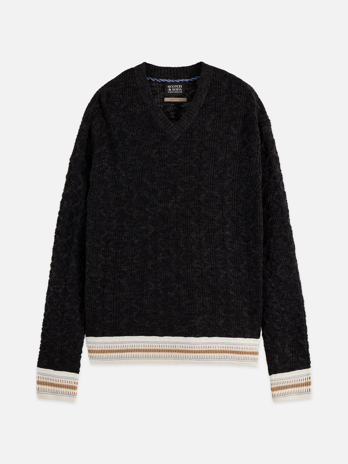 V-Neck Cable Loose-Fit Pullover
