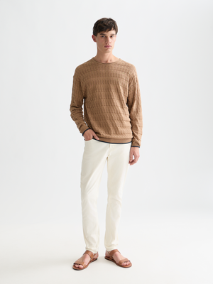 Pointelle Dropped Shoulder Pullover