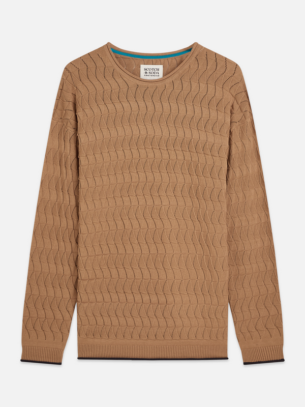 Pointelle Dropped Shoulder Pullover