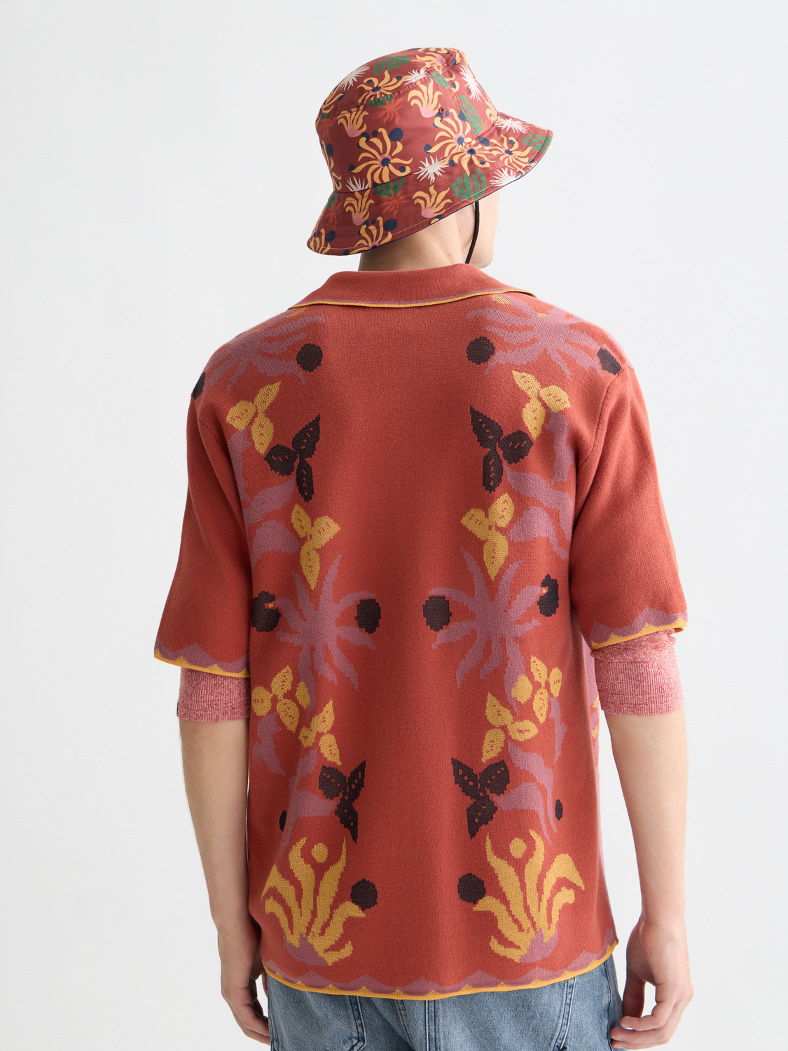 Knitted Jacquard Short Sleeve Shirt