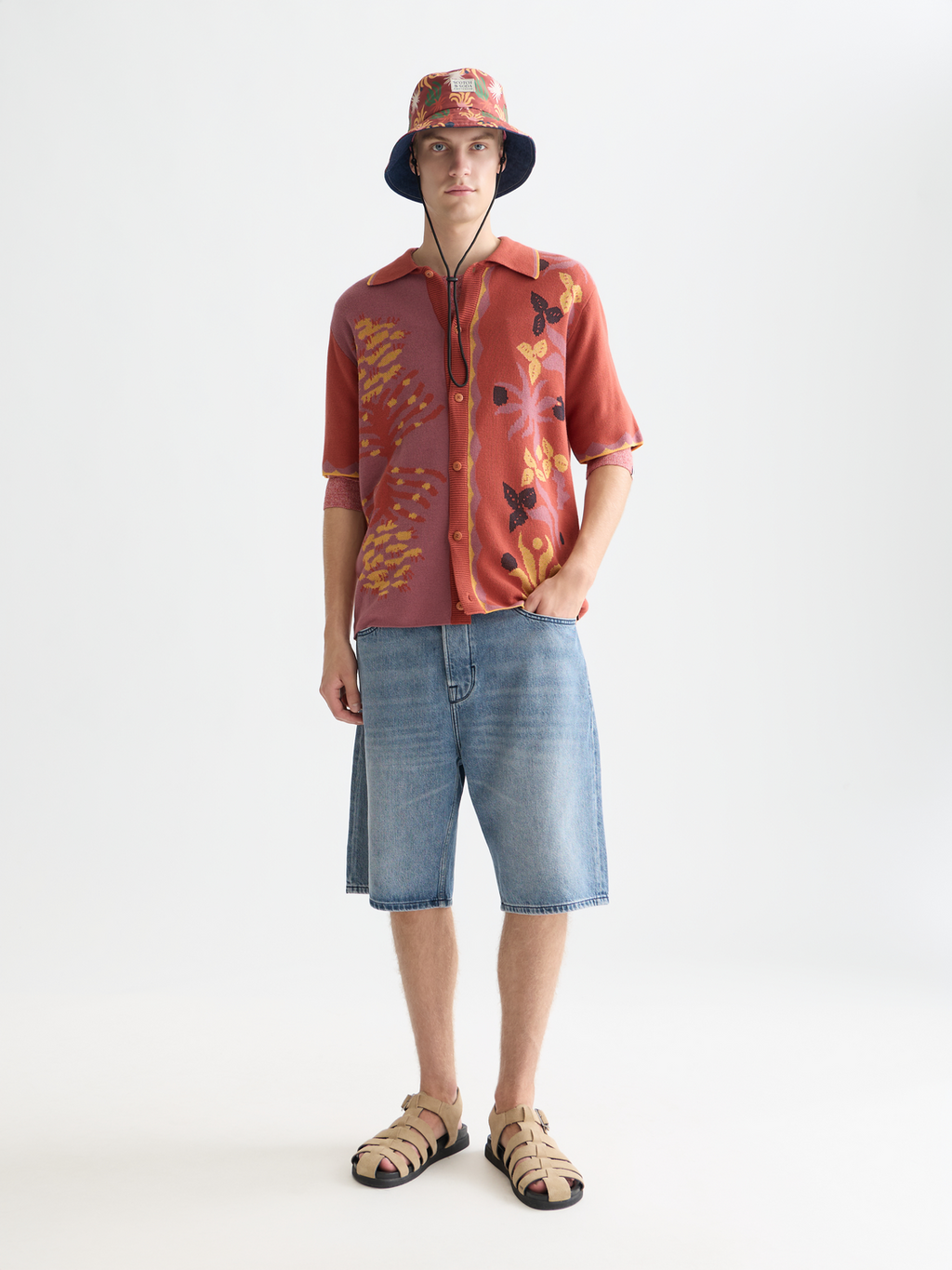 Knitted Jacquard Short Sleeve Shirt