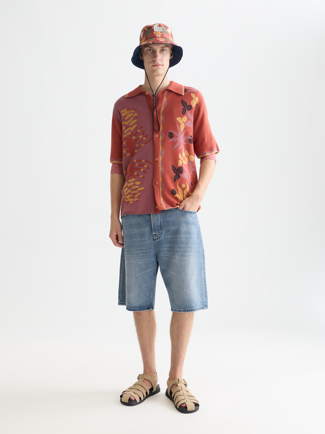 Knitted Jacquard Short Sleeve Shirt