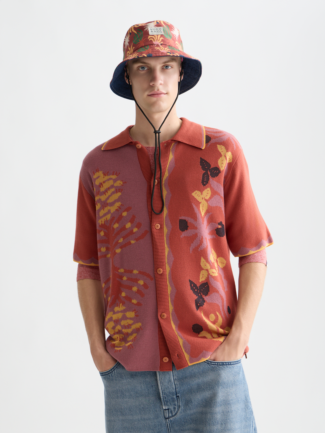 Knitted Jacquard Short Sleeve Shirt