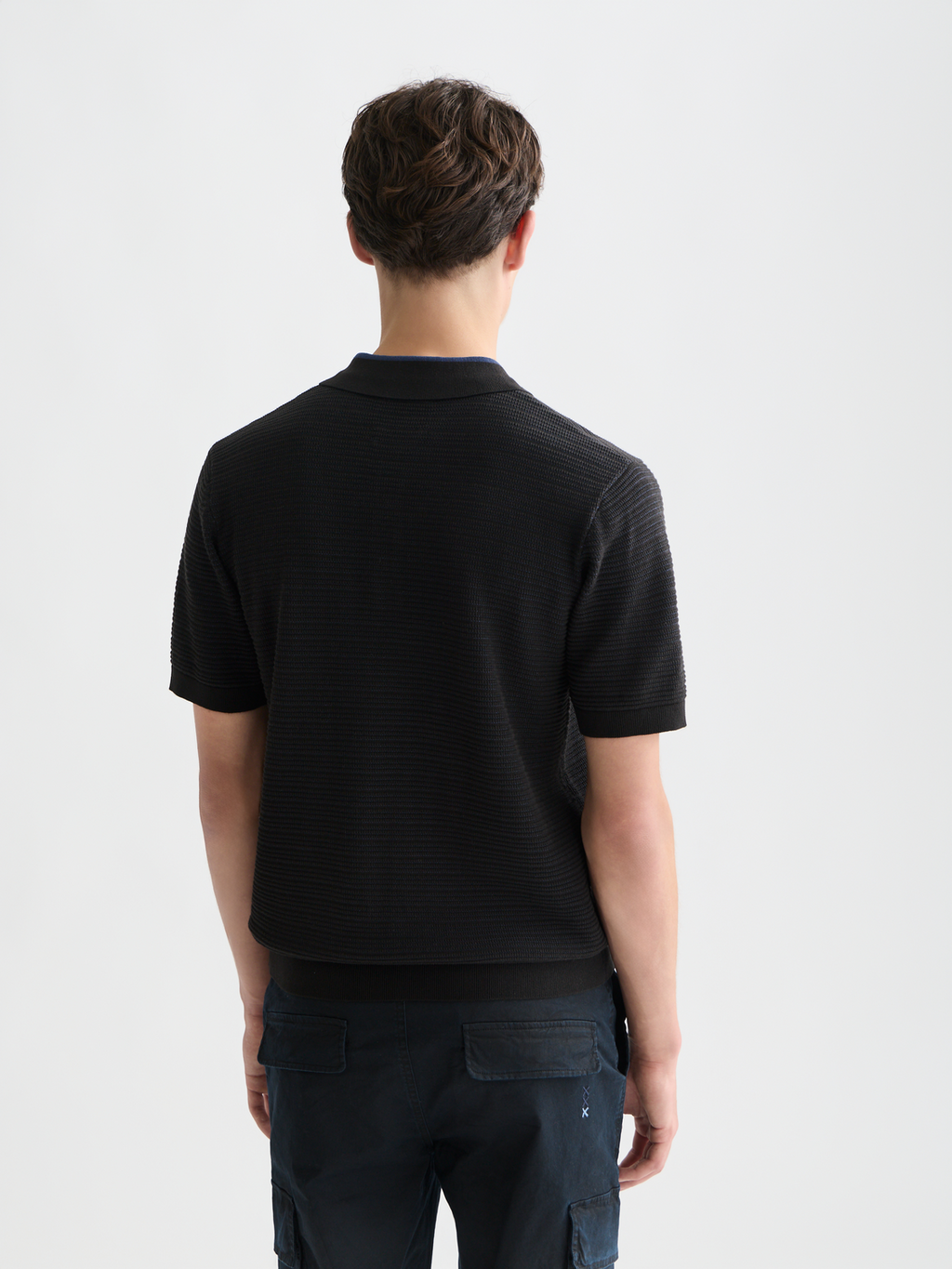 Structured Knitted Regular-Fit Polo