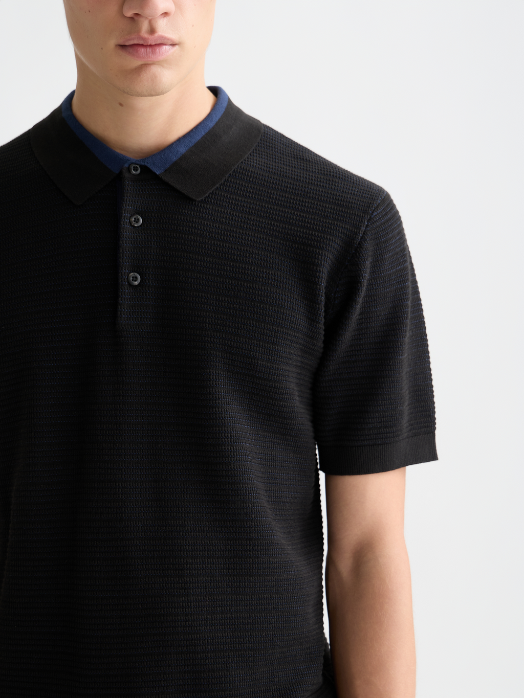 Structured Knitted Regular-Fit Polo