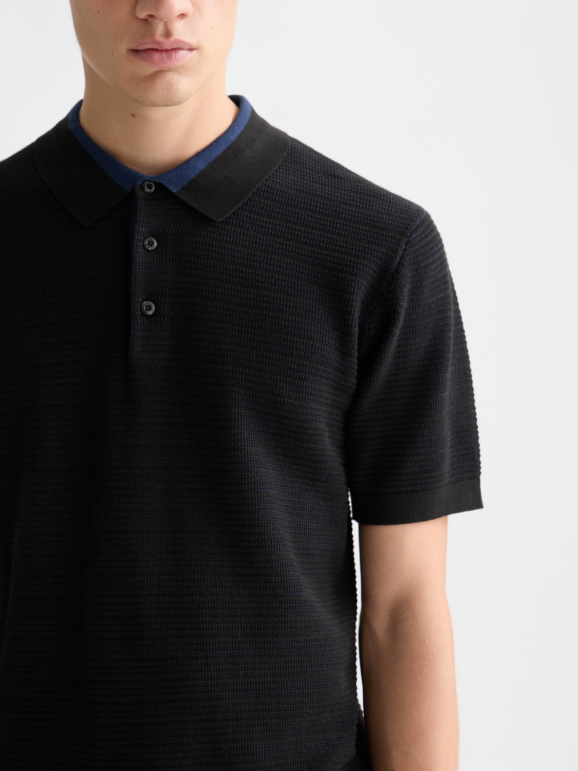 Structured Knitted Regular-Fit Polo