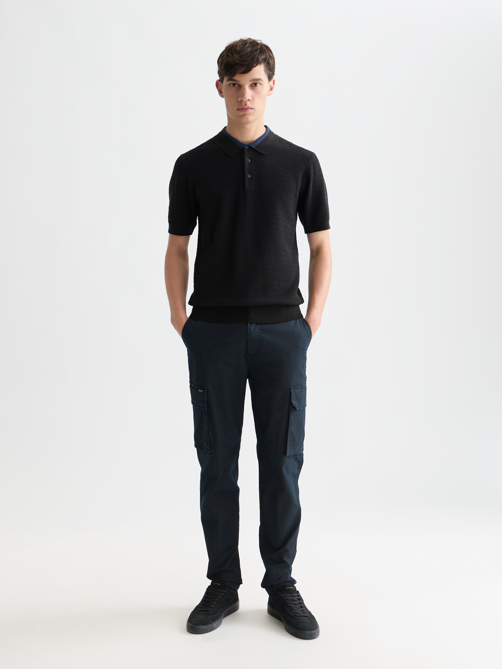 Structured Knitted Regular-Fit Polo