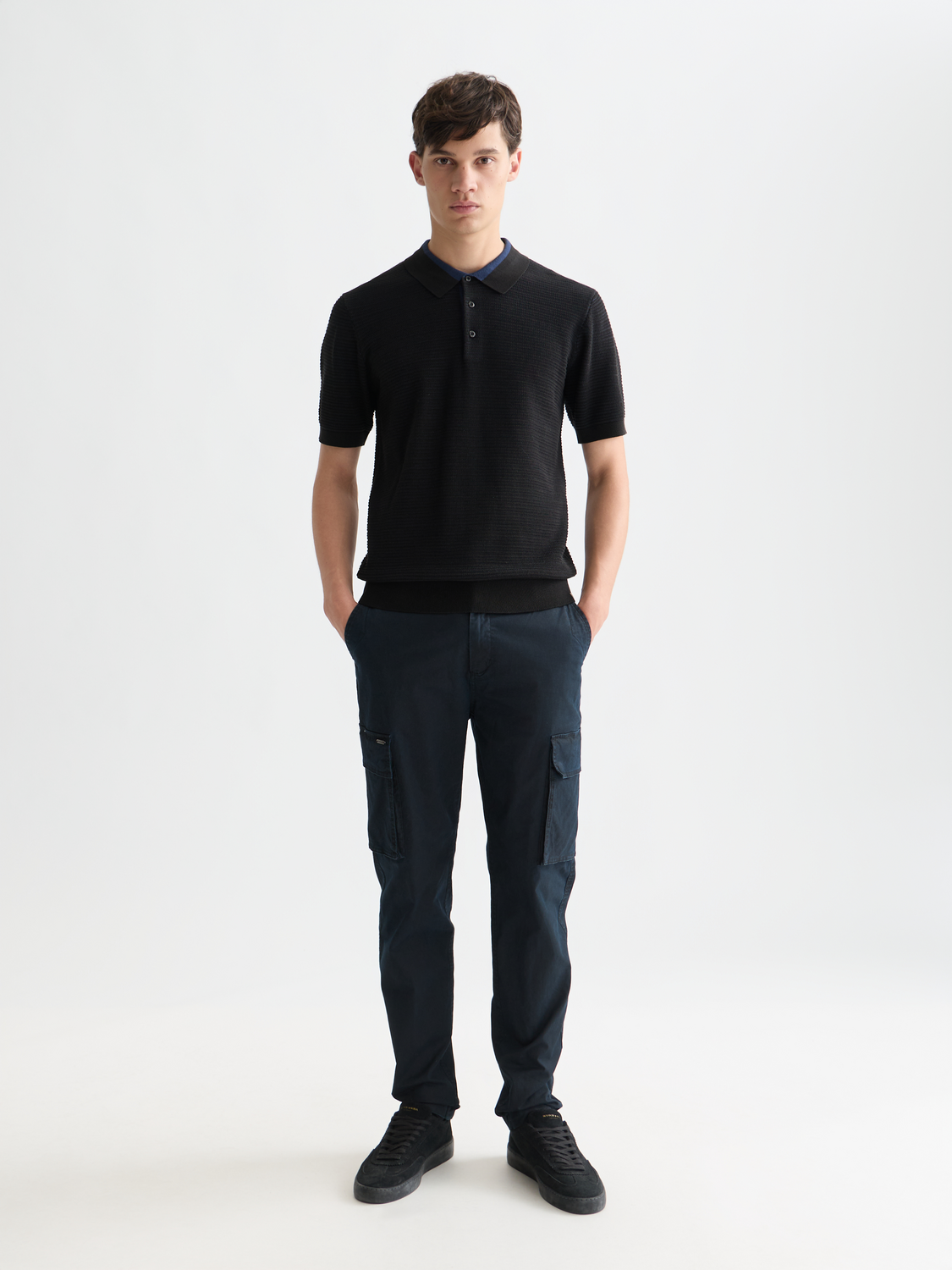 Structured Knitted Regular-Fit Polo