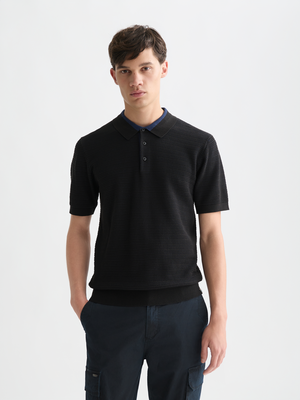 Structured Knitted Regular-Fit Polo
