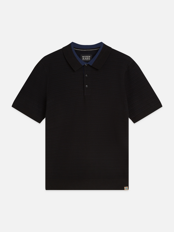 Structured Knitted Regular-Fit Polo