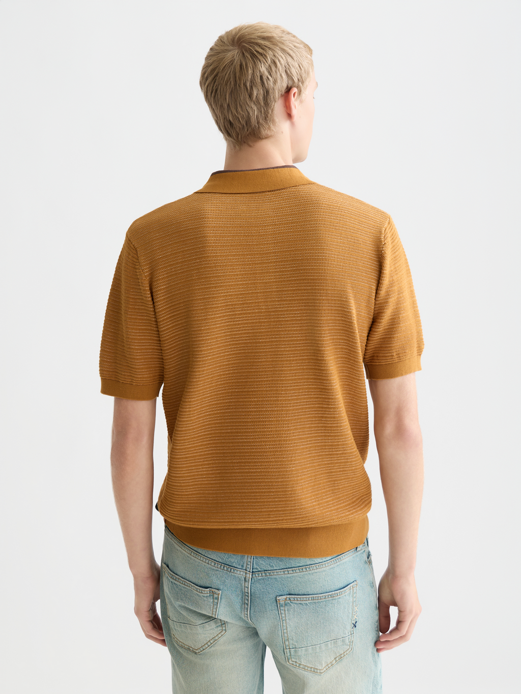 Structured Knitted Regular-Fit Polo
