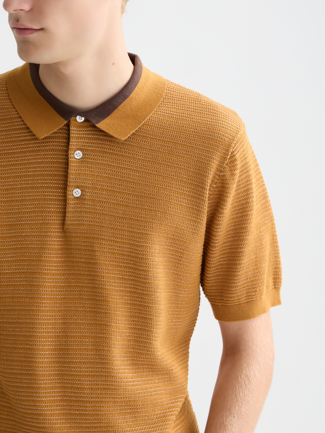 Structured Knitted Regular-Fit Polo