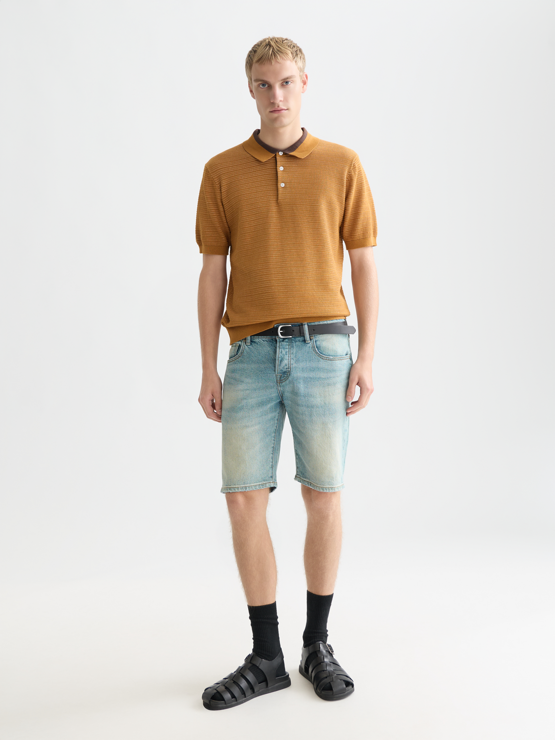 Structured Knitted Regular-Fit Polo