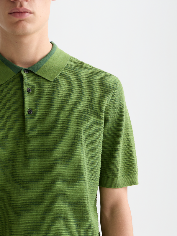 Structured Knitted Regular-Fit Polo