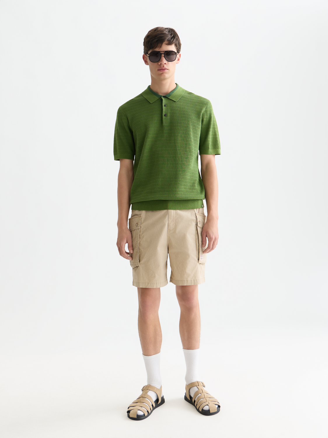 Structured Knitted Regular-Fit Polo