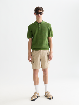 Structured Knitted Regular-Fit Polo