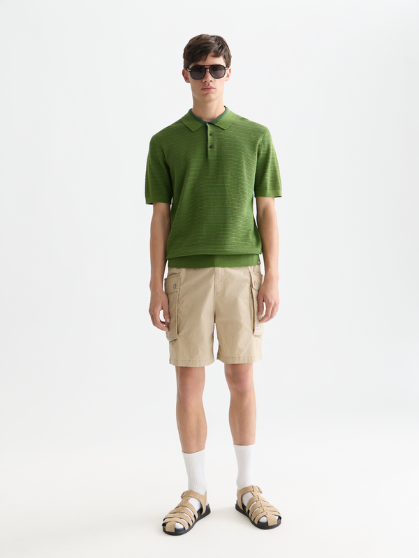Structured Knitted Regular-Fit Polo
