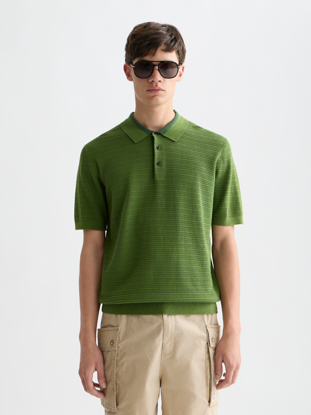Structured Knitted Regular-Fit Polo