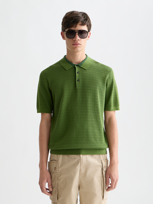 Structured Knitted Regular-Fit Polo