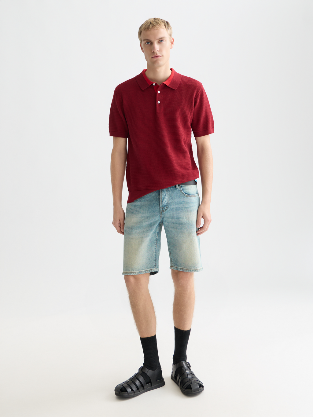 Structured Knitted Regularfit Polo