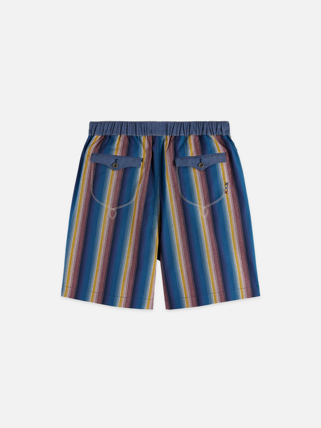 Western Detailed Striped Cotton Loose-Fit Bermuda