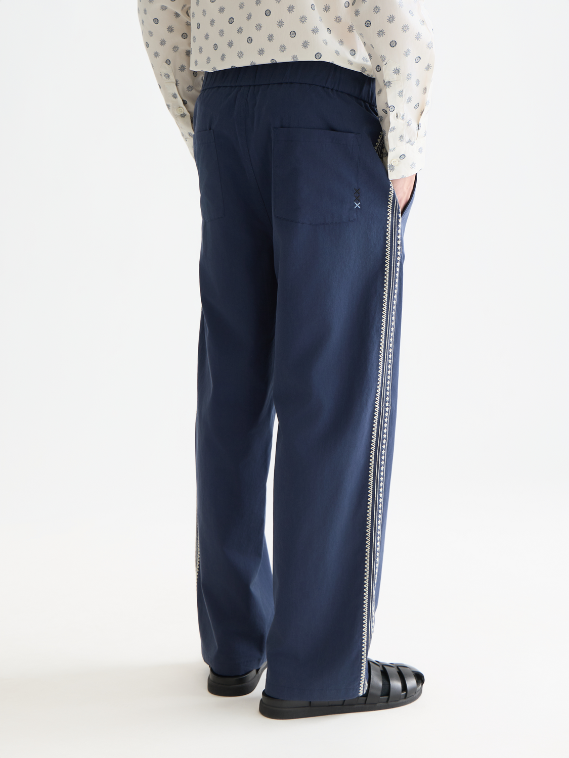 Pantalon de jogging droit décontracté Otis en mélange coton-tencel brodé