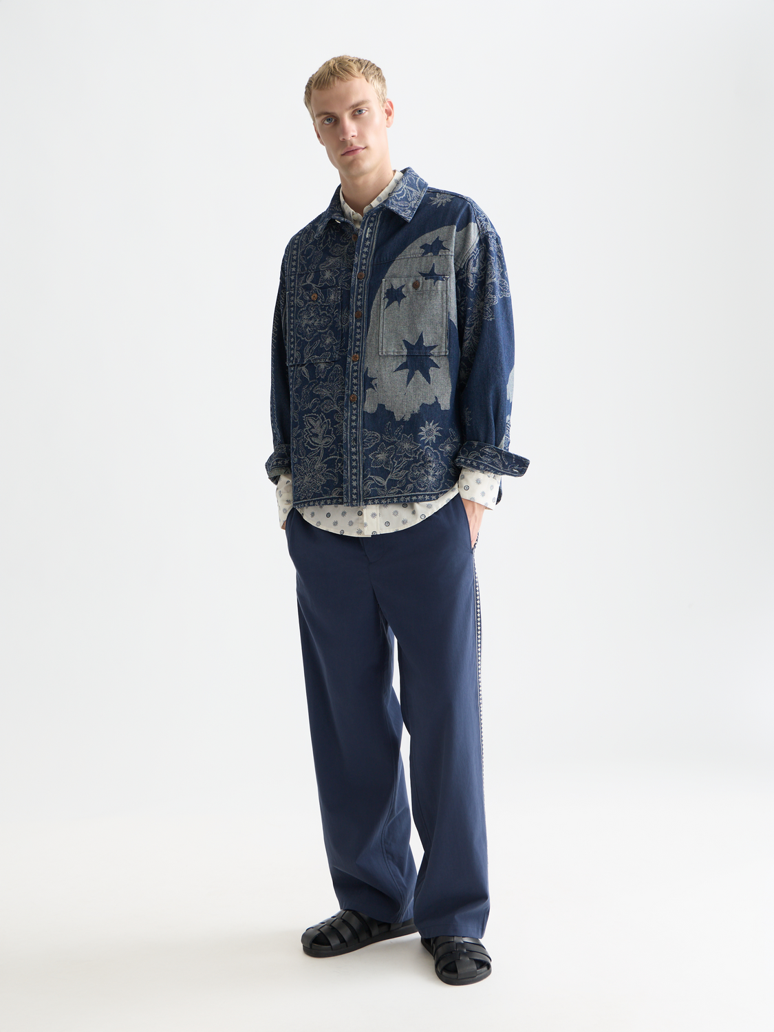 Pantalon de jogging droit décontracté Otis en mélange coton-tencel brodé