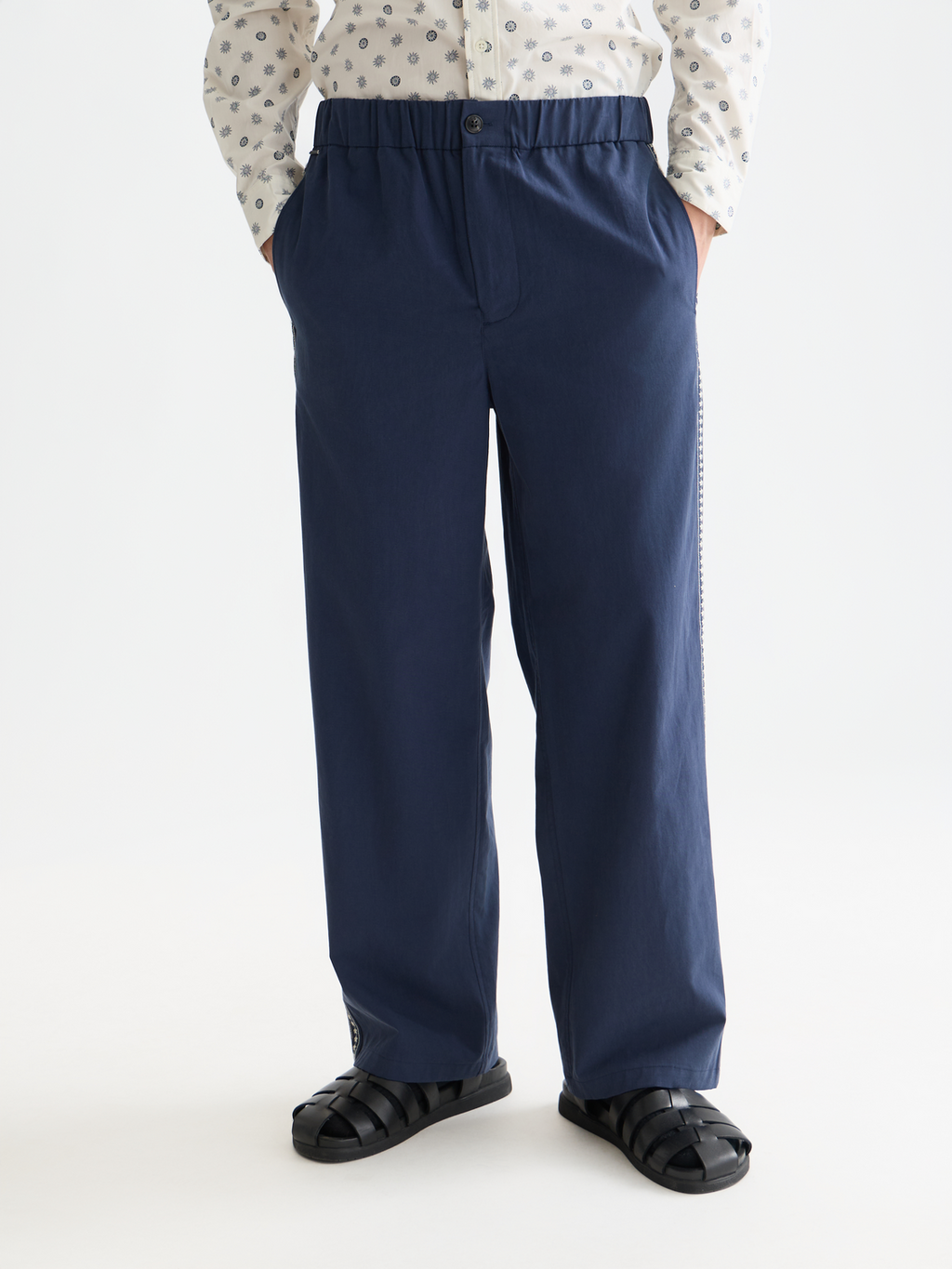 Pantalon de jogging droit décontracté Otis en mélange coton-tencel brodé