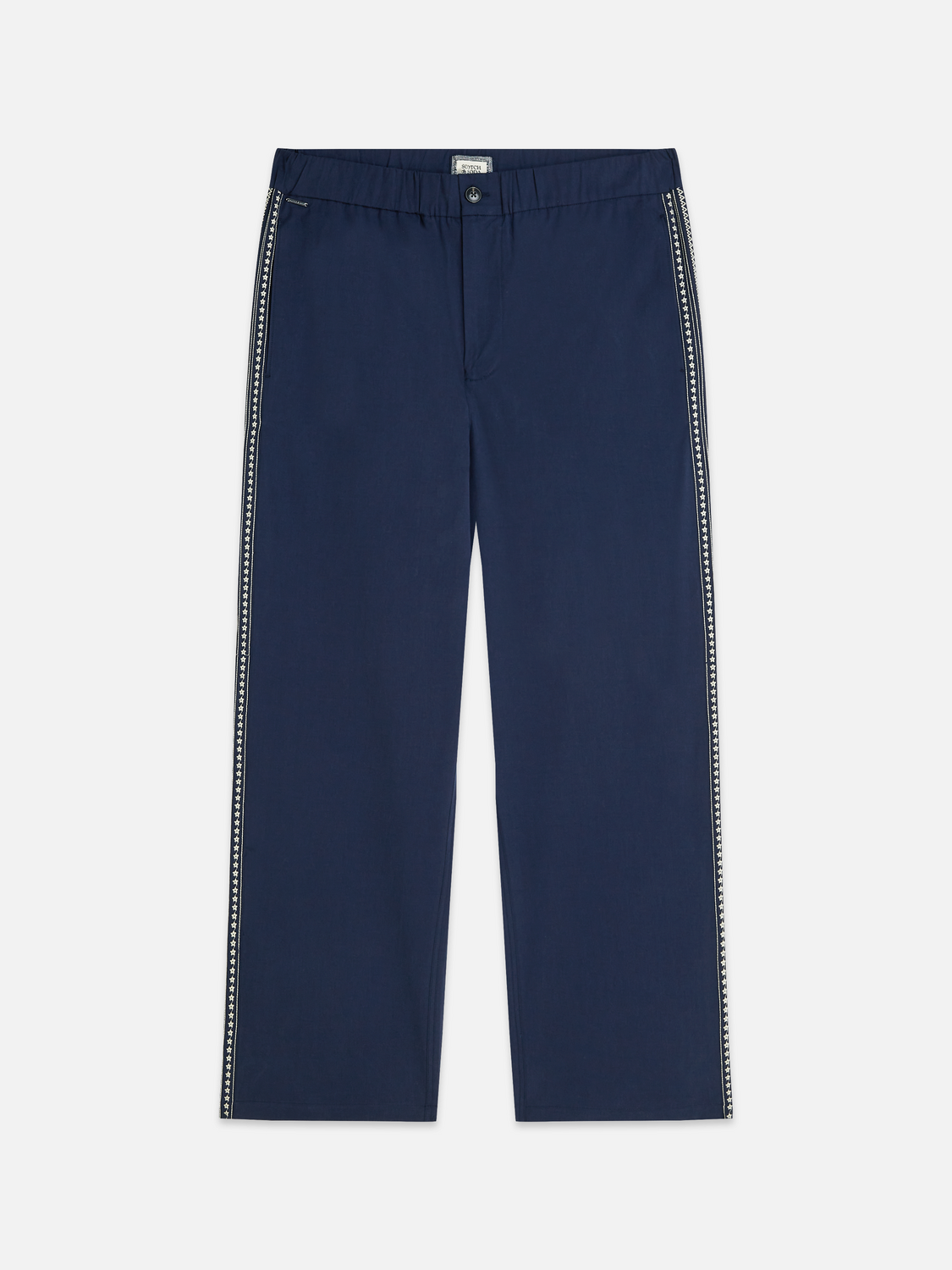 Pantalon de jogging droit décontracté Otis en mélange coton-tencel brodé