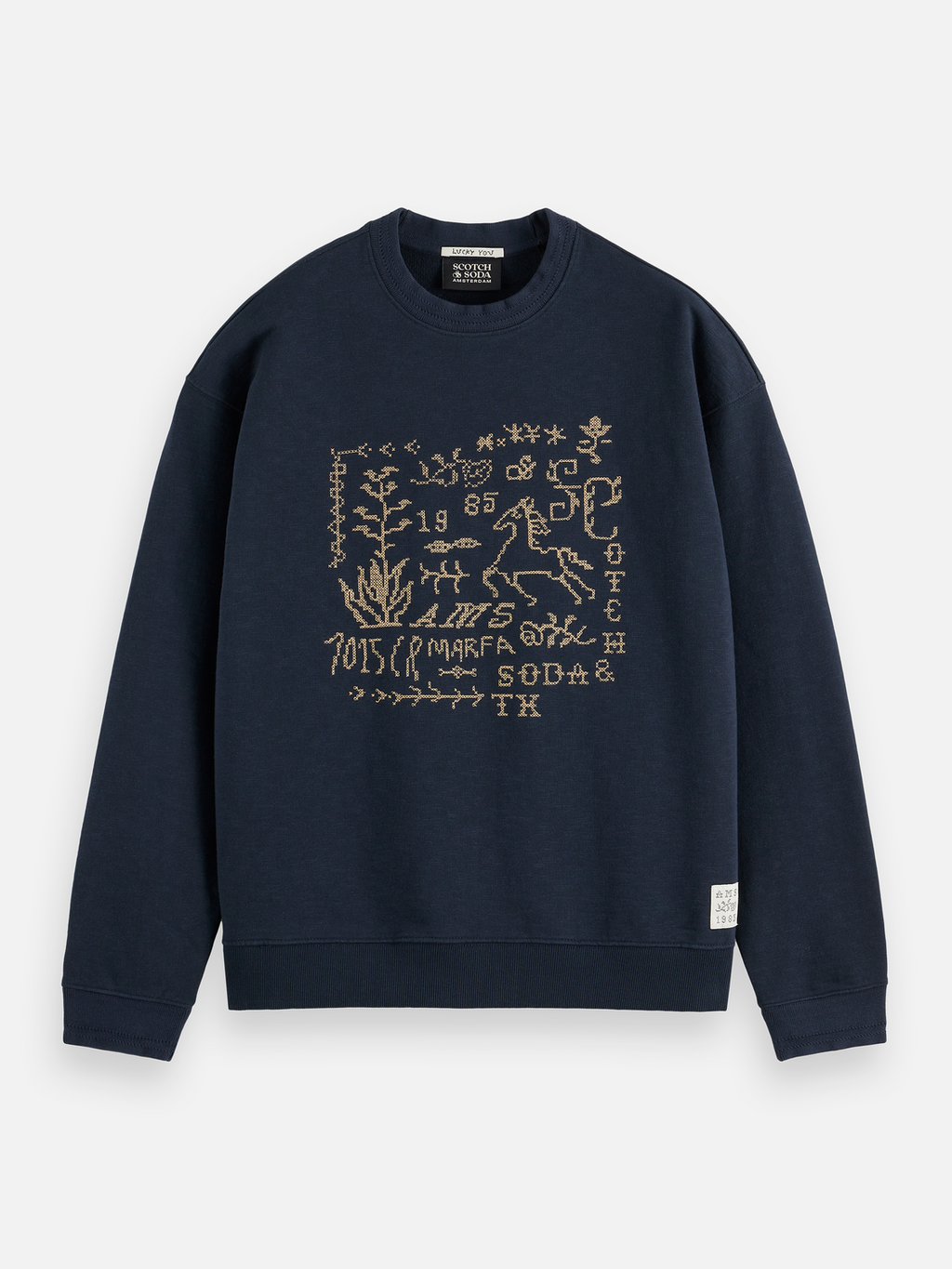 Sweat-shirt coupe décontractée avec motif point de croix