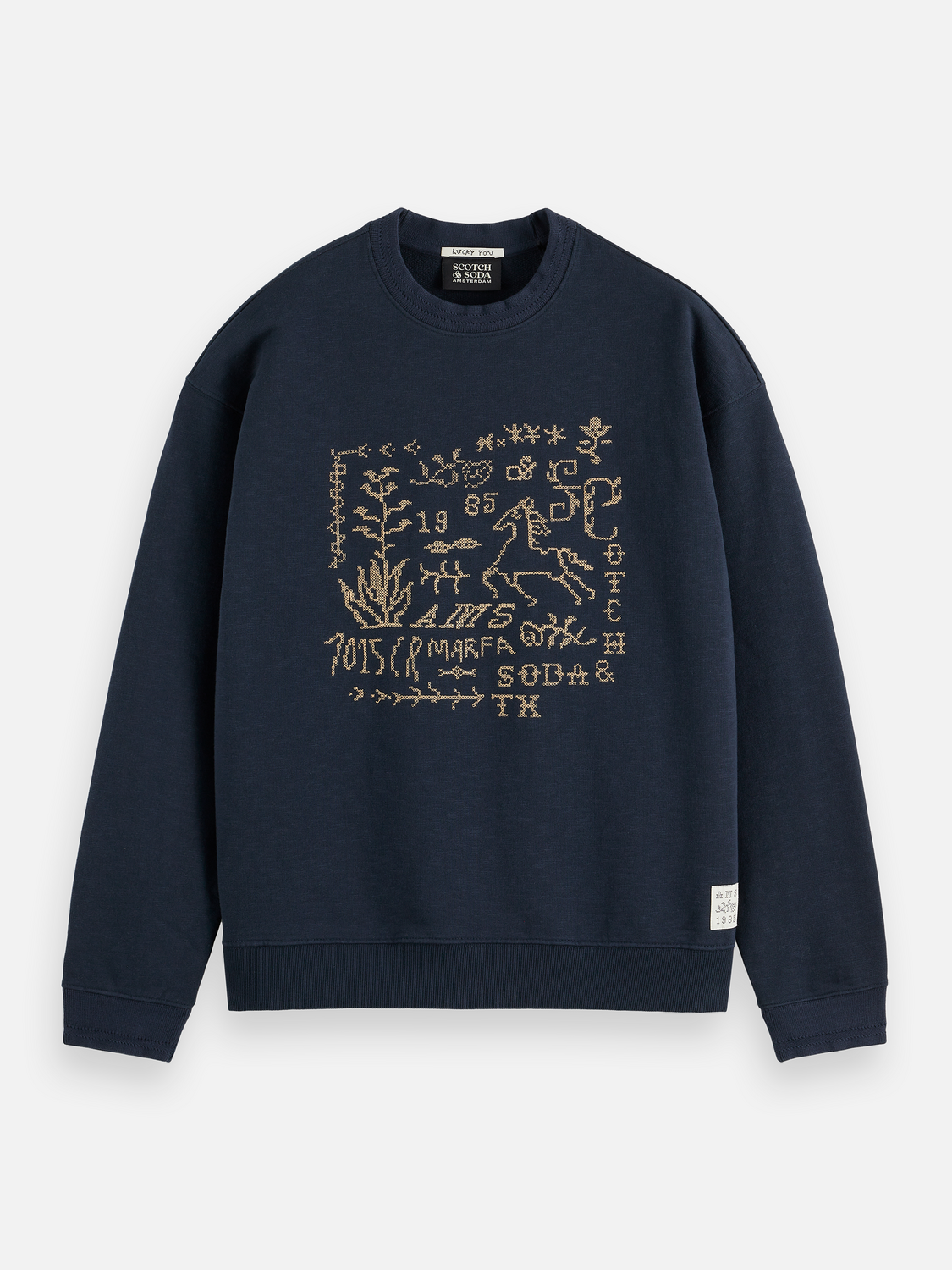 Sweat-shirt coupe décontractée avec motif point de croix