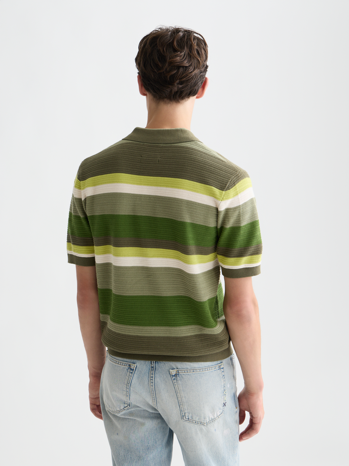 Structured Striped Knitted Polo
