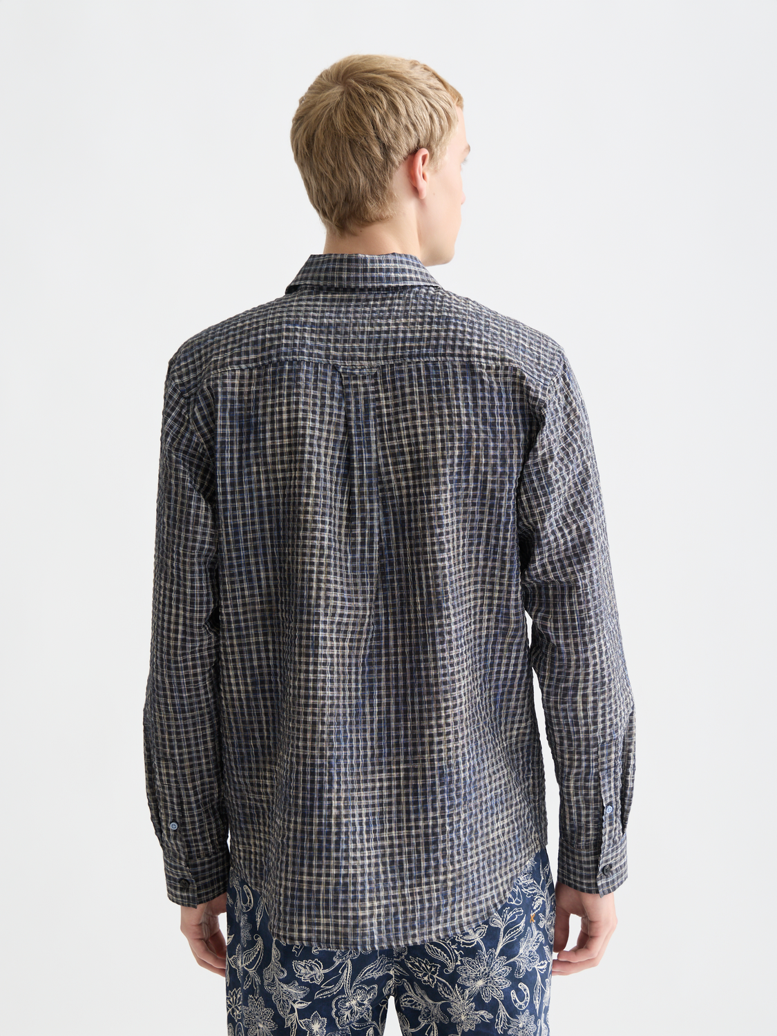 Seersucker Micro Check Relaxedfit Shirt