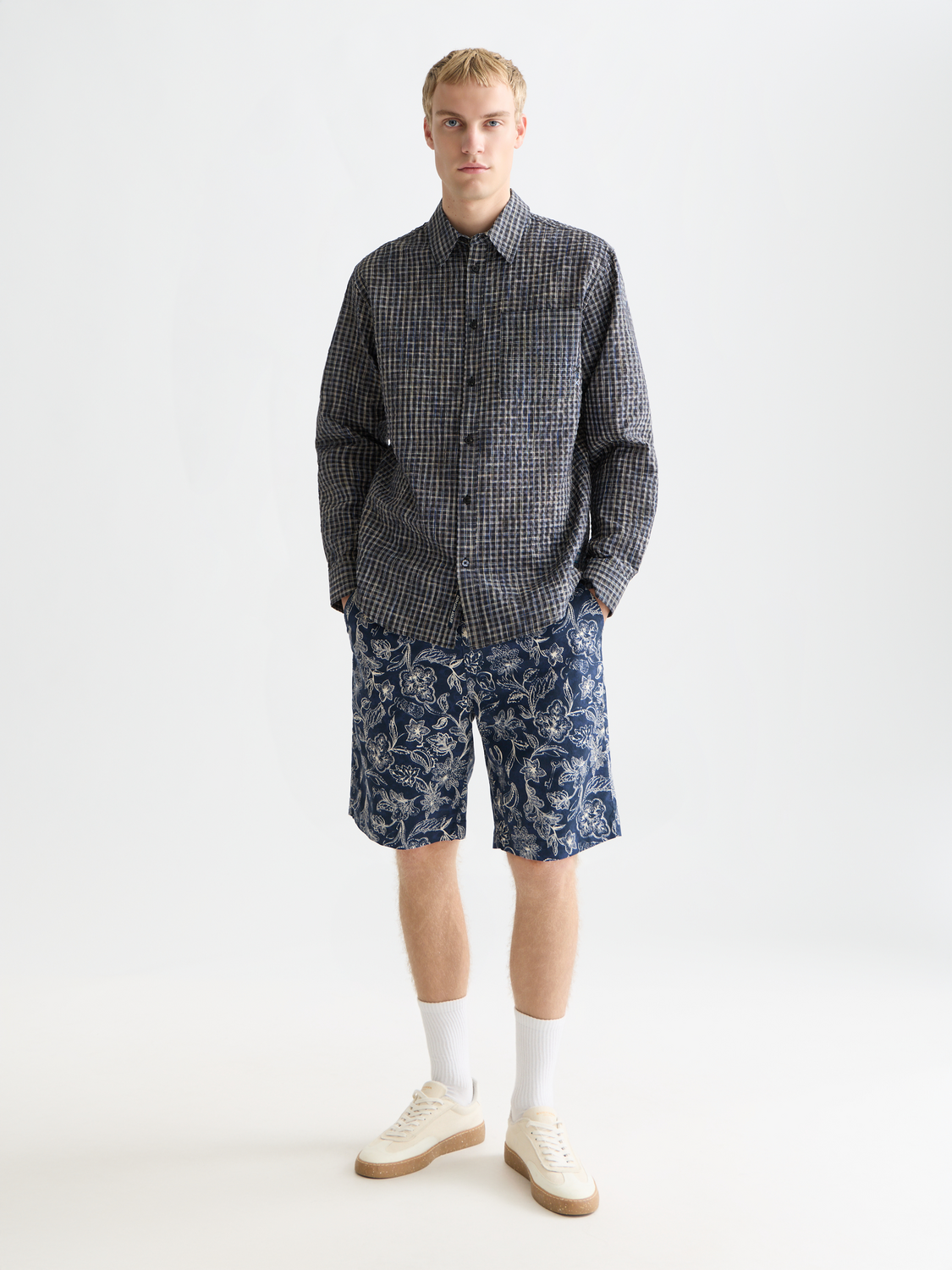 Seersucker Micro Check Relaxedfit Shirt