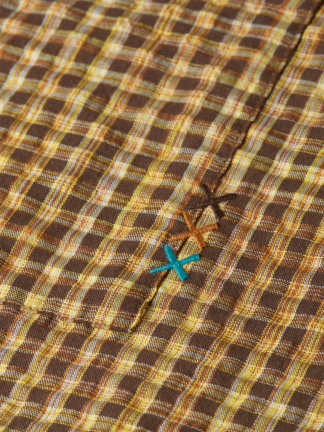 Chemise coupe décontractée micro-carreaux en seersucker
