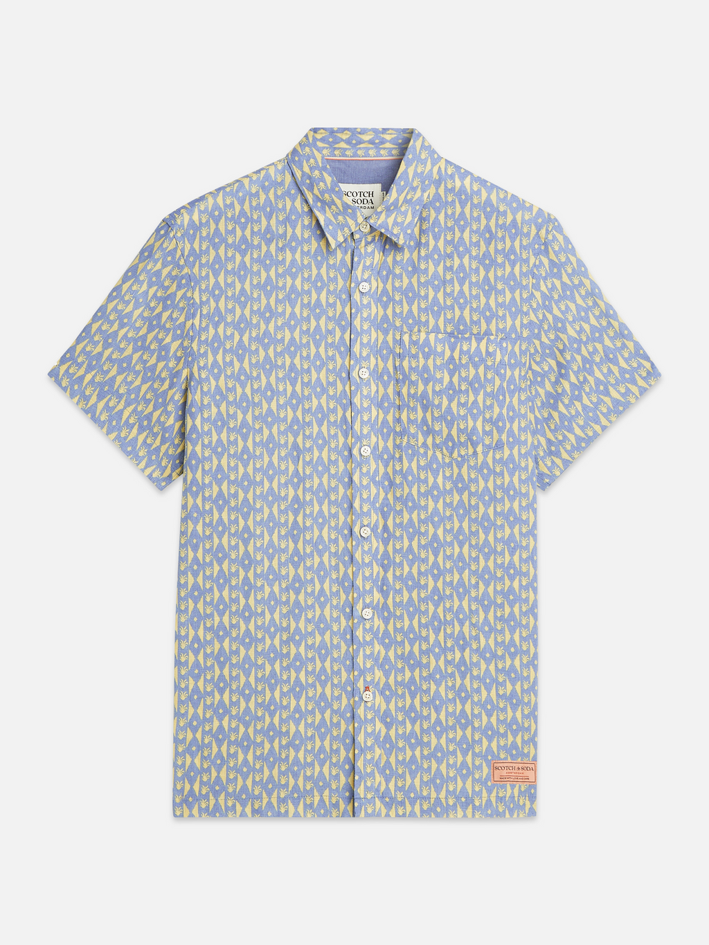 Printed Linen Regular-Fit Short-Sleeve Shirt