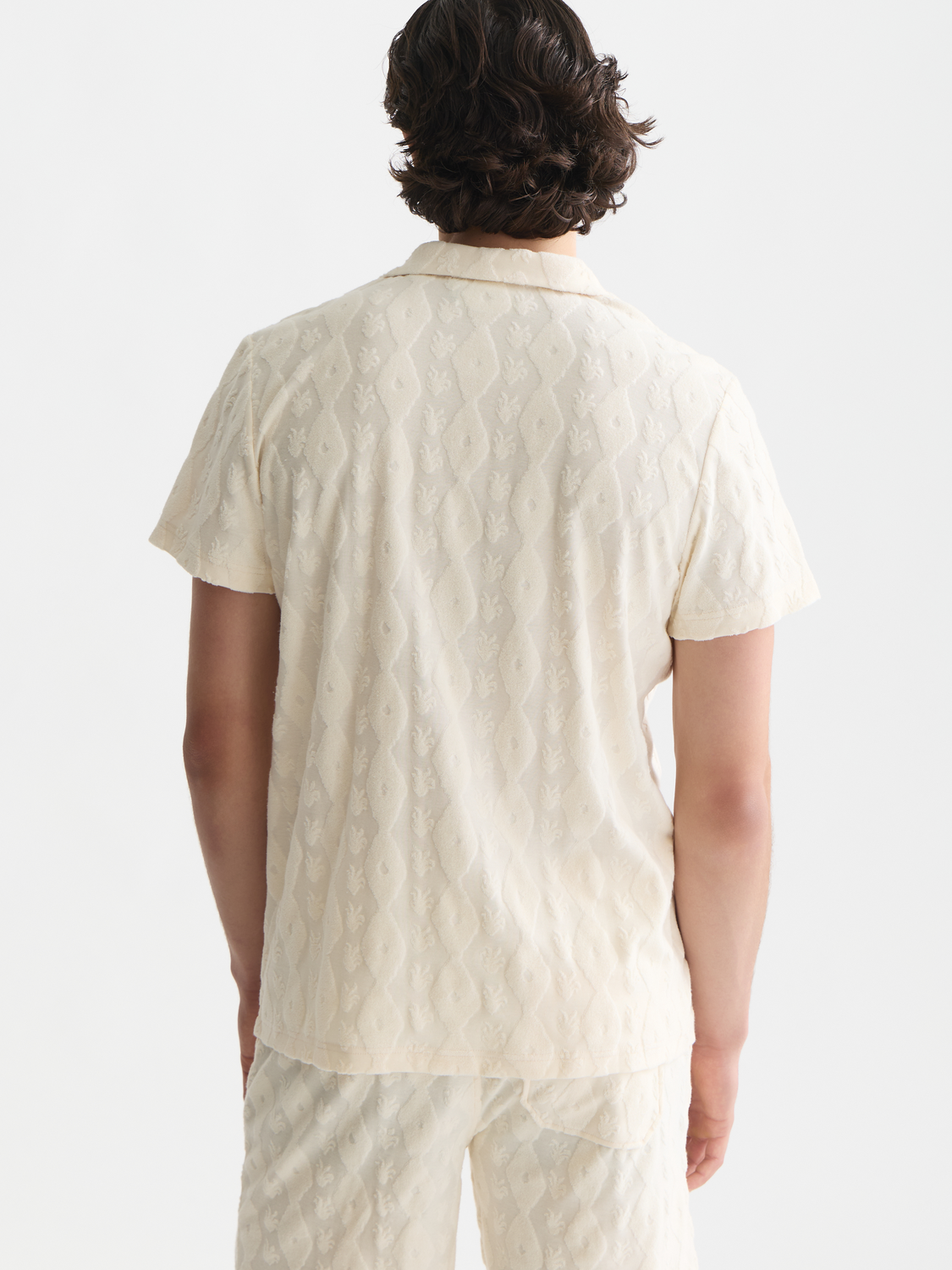 Terry Jacquard Regular-Fit Short-Sleeved Shirt