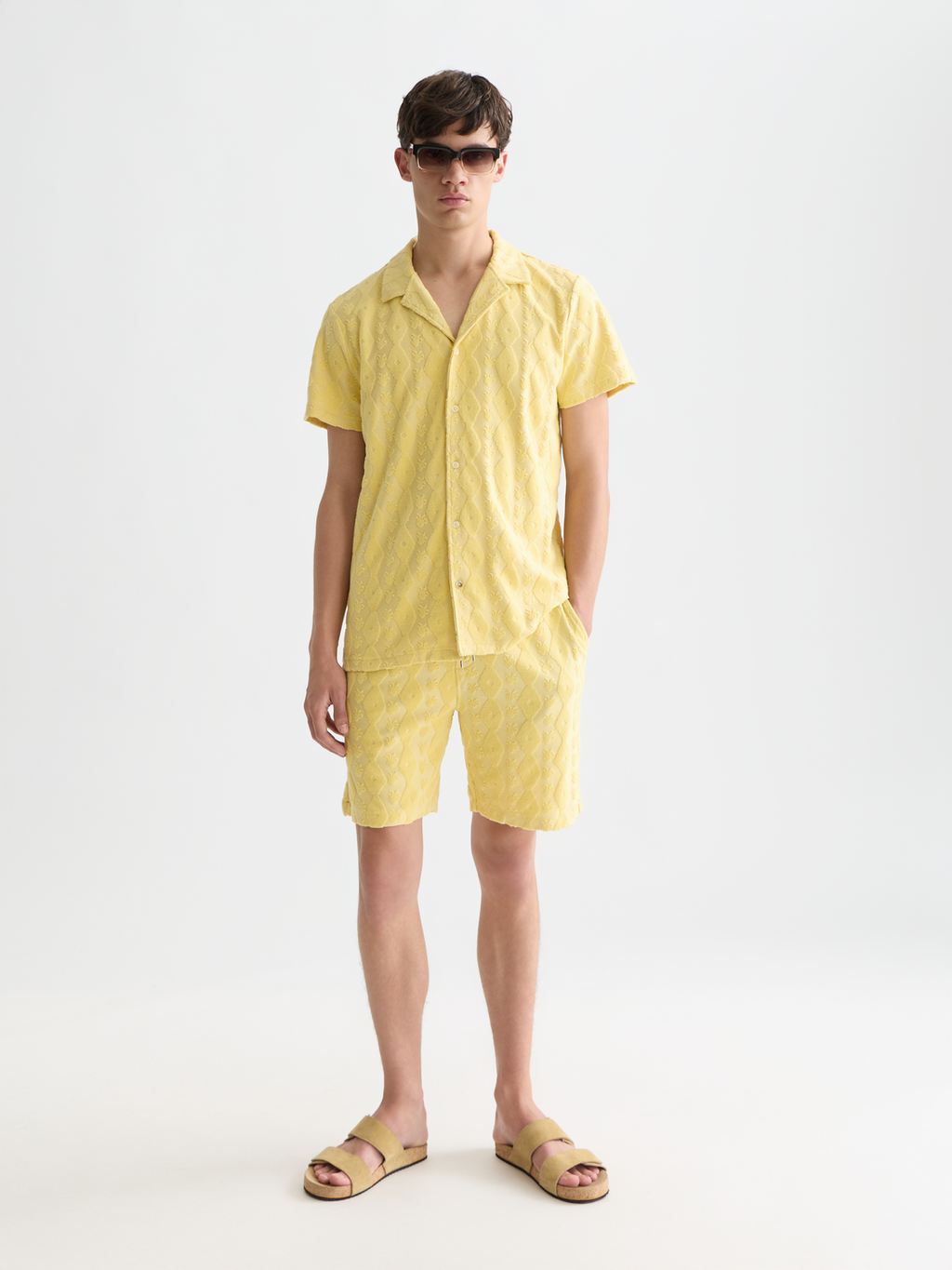 Terry Jacquard Regular-Fit Short-Sleeved Shirt