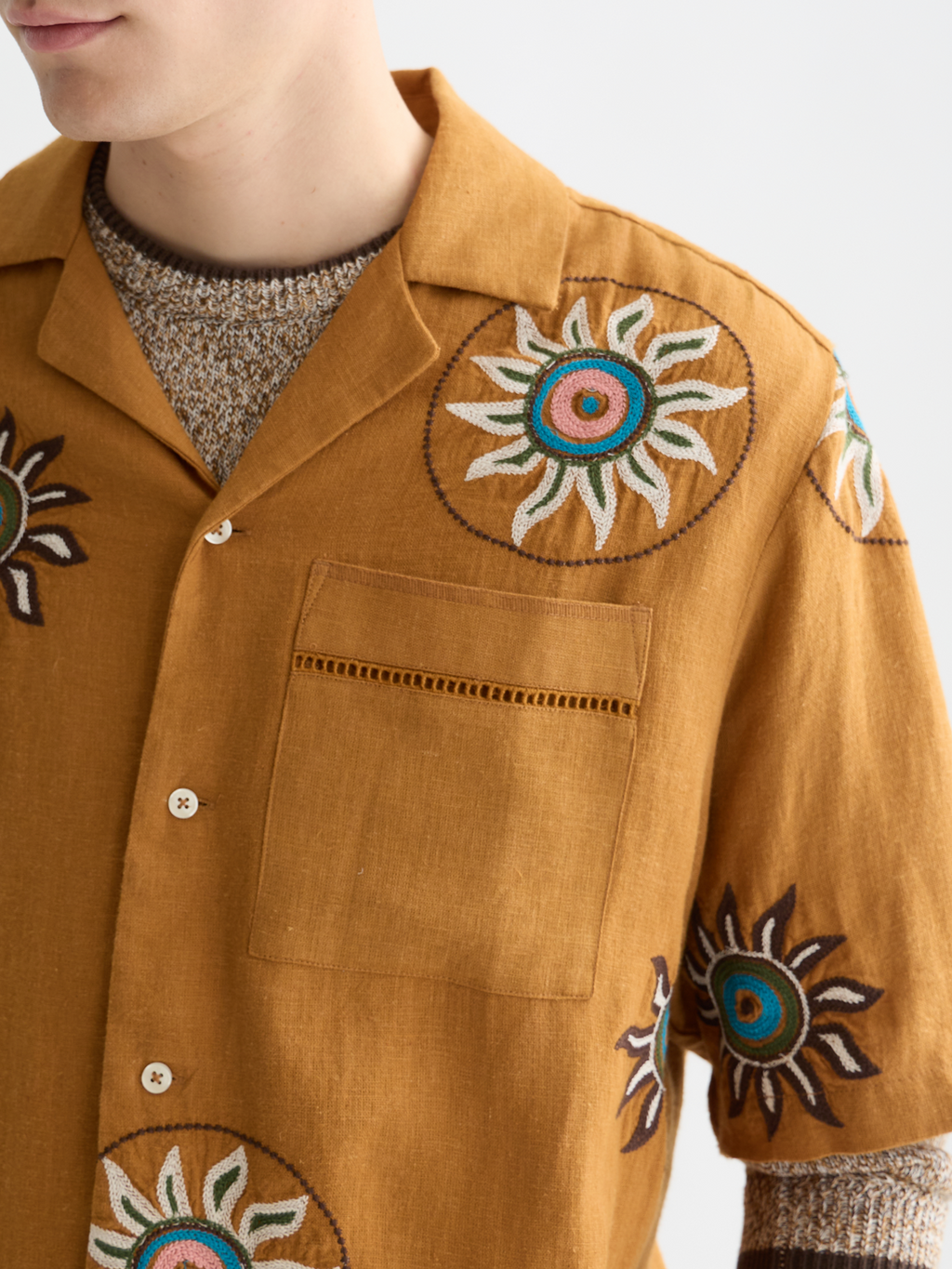 Embroidered Linen Relaxed-Fit Shirt