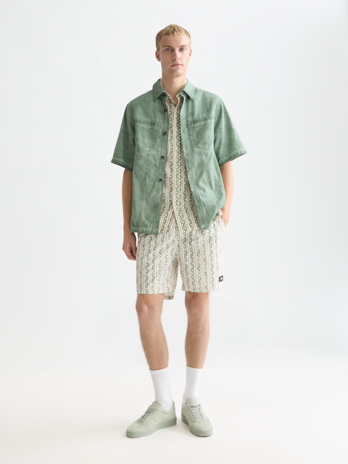 Washed Cotton Relaxed-Fit Short Sleeved Shirt