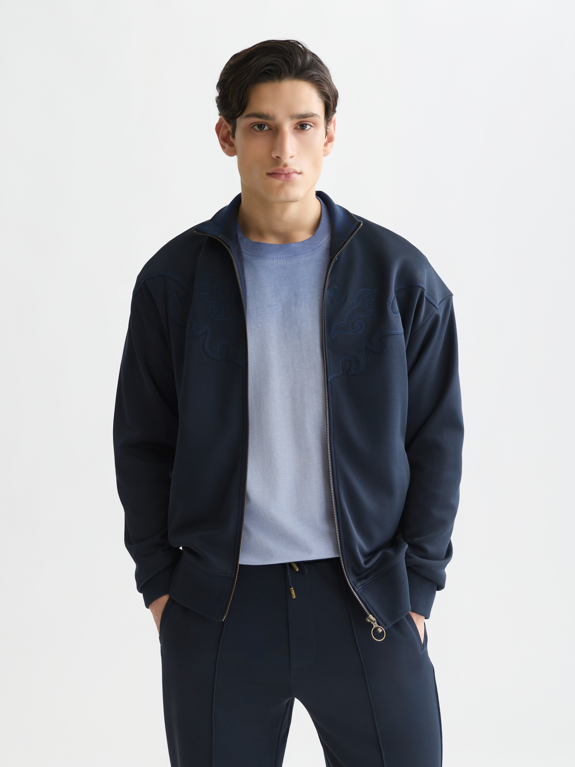 Interlock Embroidered Relaxed-Fit Zip-Through Track Jacket