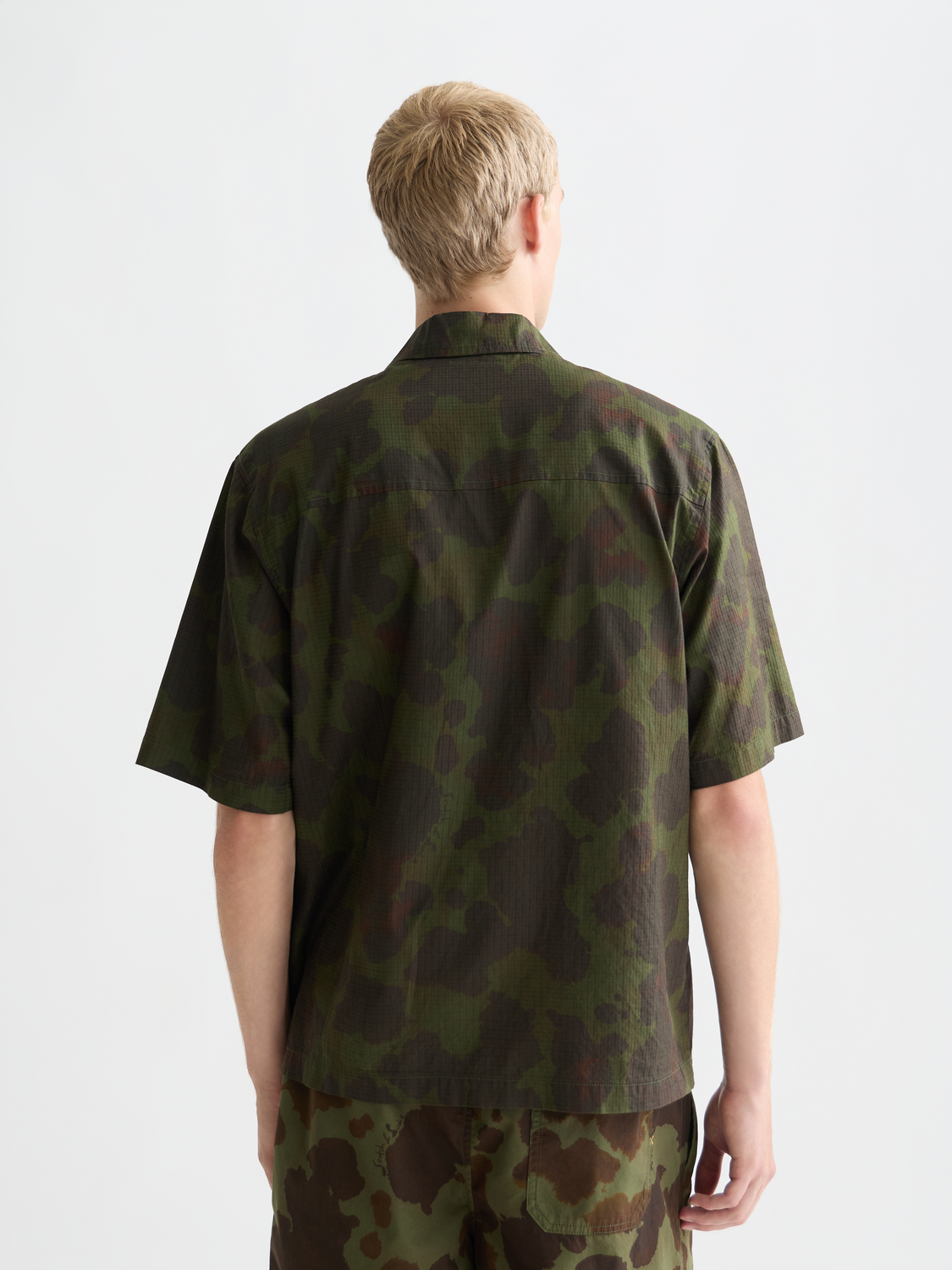 Printed Cotton Ripstop Relaxed-Fit Short-Sleeve Shirt