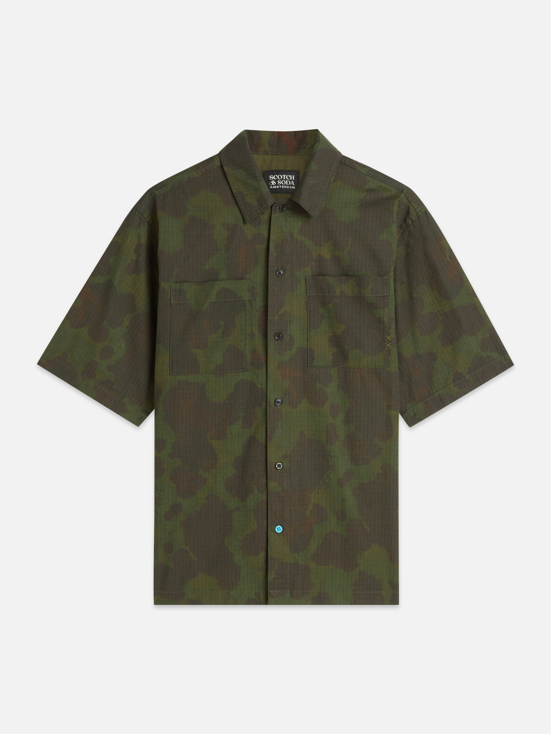 Printed Cotton Ripstop Relaxed-Fit Short-Sleeve Shirt